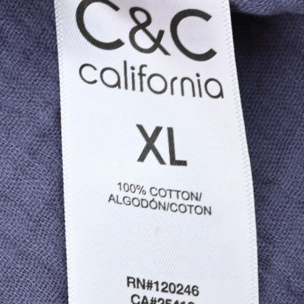 C&C California Blue Cotton Double Gauze Hoodie Pullover Relaxed XL - Picture 3 of 10